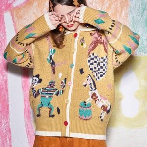 Unlogical poem circus Jacquard sweater cardigan